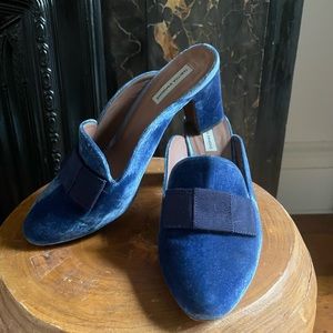 Tabitha Simmons blue suede mules